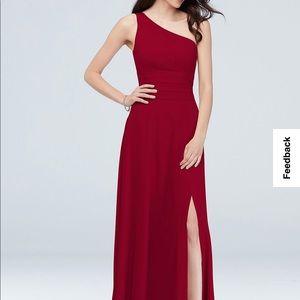 Mauve One-Shoulder David’s Bridal Bridesmaid Dress